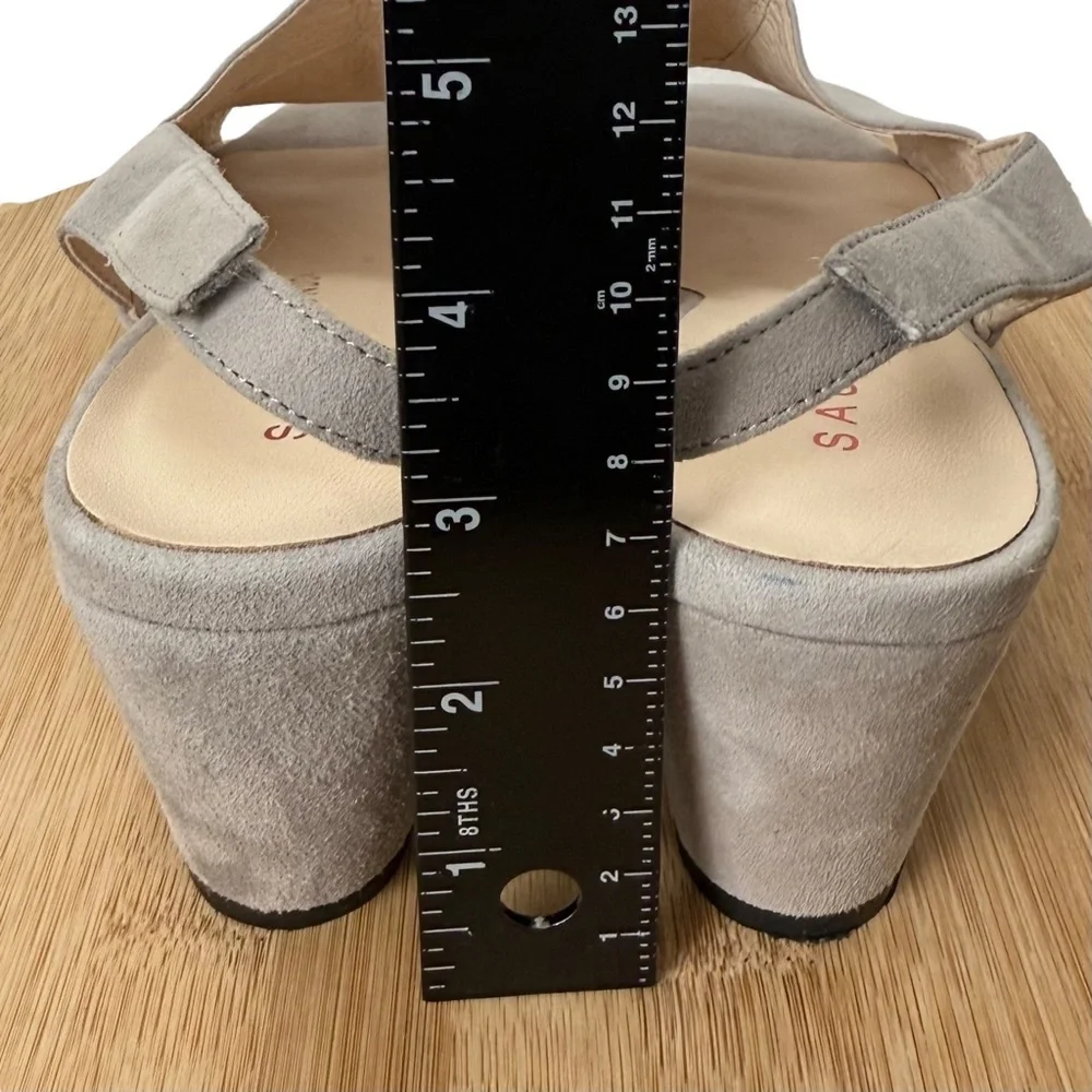 Sacha London Handmade Gray Suede Slingback Wedge Sandals Size 9